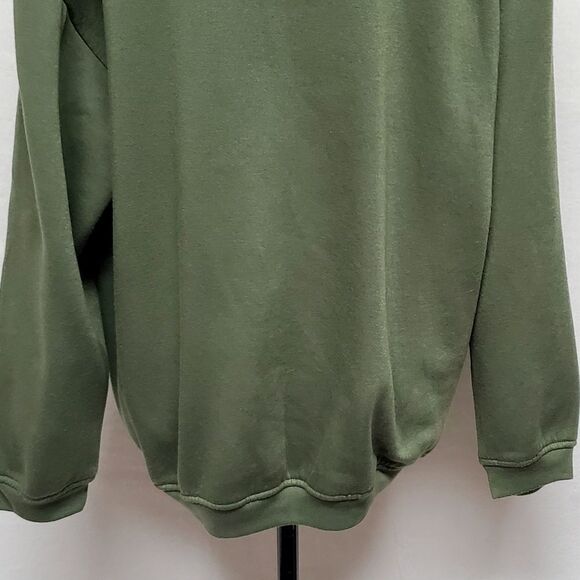 Vintage 90s Basic Editions Olive Green Teddy Bear Floral Fleece Lined Sweatshirt - Picture 10 of 11